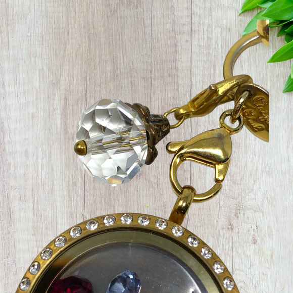 Origami Owl Gold Tone Swarovski Crystal Locket "Blessed" Necklace Charm Mom Love - Picture 5 of 9